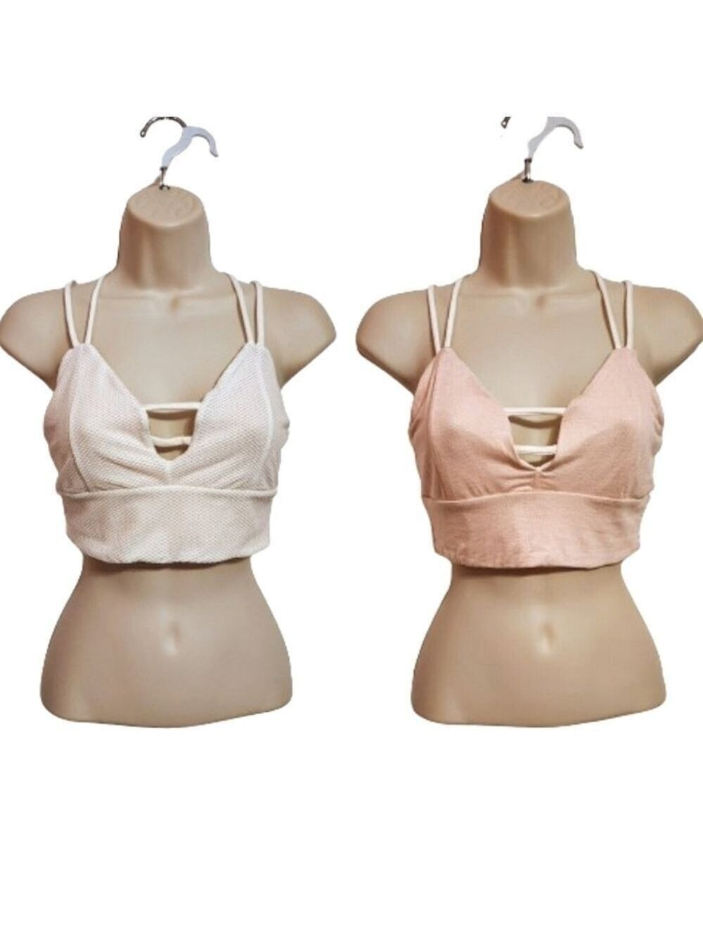 Briavia White Peach Strappy Crop Top Medium Large